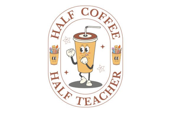 Retro Half Coffee Half Teacher SVG for Crafts & Graphics