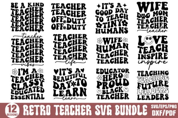 Retro Teacher SVG Bundle: Graphics for Crafts