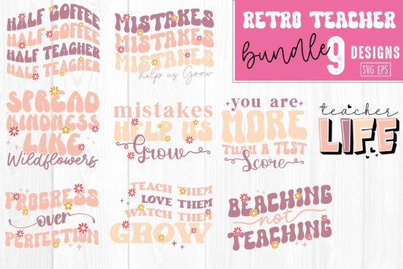 Retro Teacher SVG Bundle: Graphics for Crafts