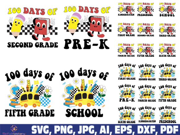 Retro Vintage 100 Days Graphics for Crafts