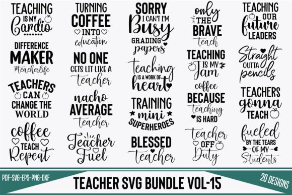 Teacher SVG Bundle Vol-15: Graphics for Crafts